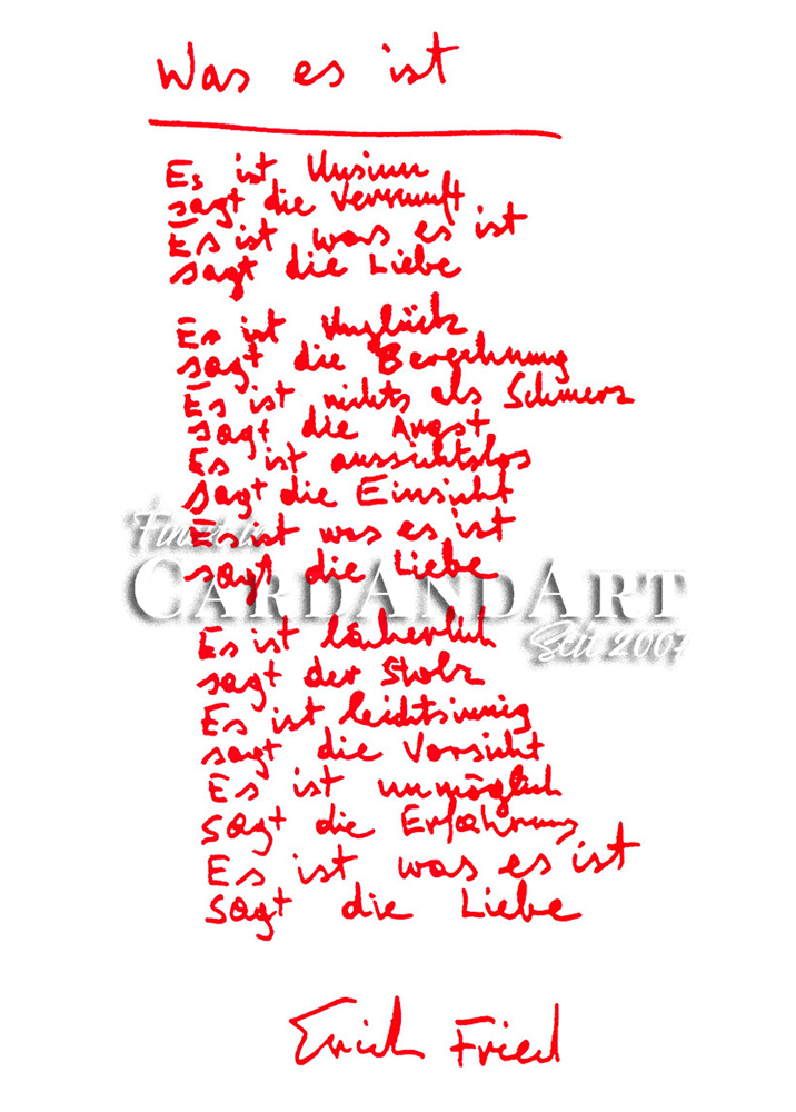 Erich Fried - Was es ist - Postkarte
