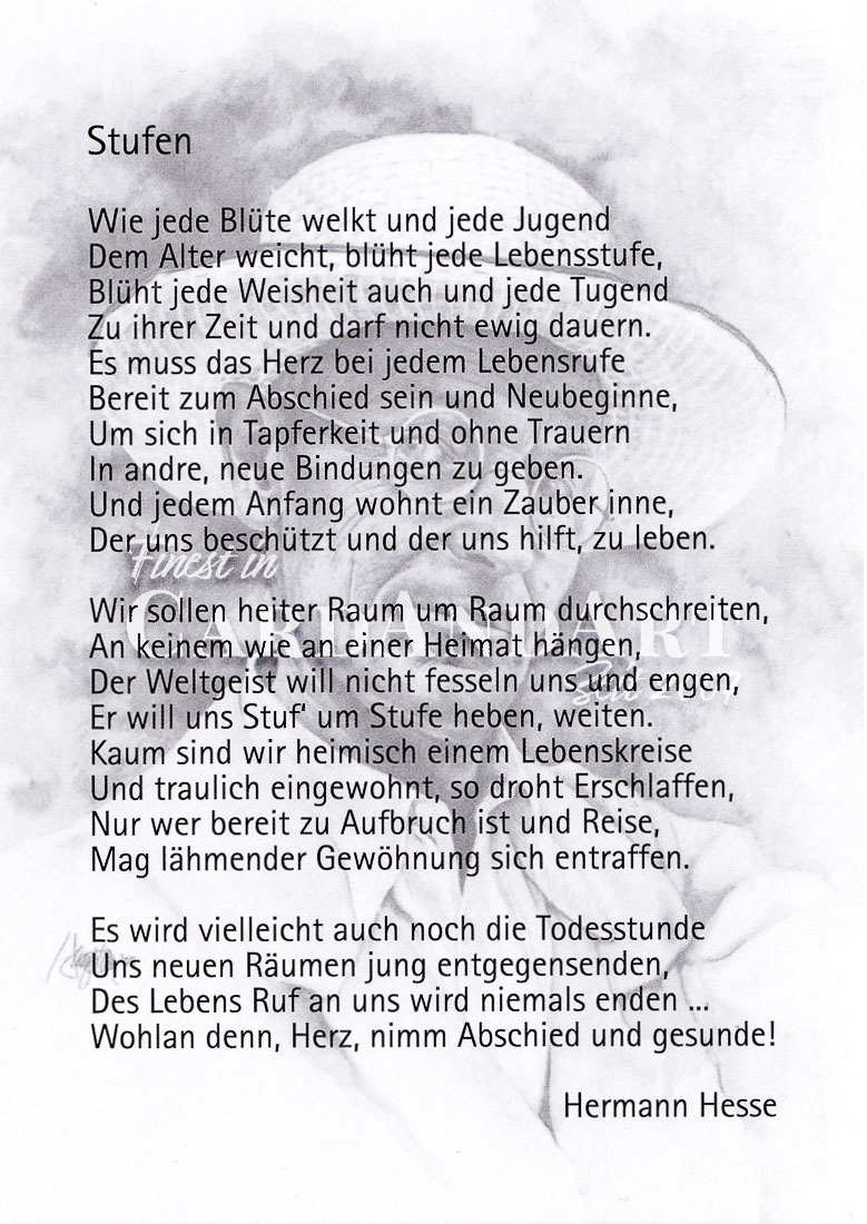 Hermann Hesse - Stufen -  Postkarte