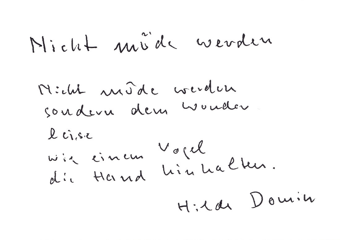 Hilde Domin - Nicht müde werden - Postkarte