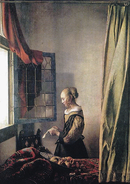 Vermeer: Briefleserin am offenen Fenster - Postkarte