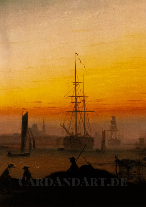 Caspar David Friedrich - Schiffe im Hafen von Greifswald - Postkarte
