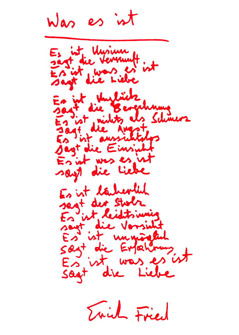 Erich Fried - Was es ist - Postkarte
