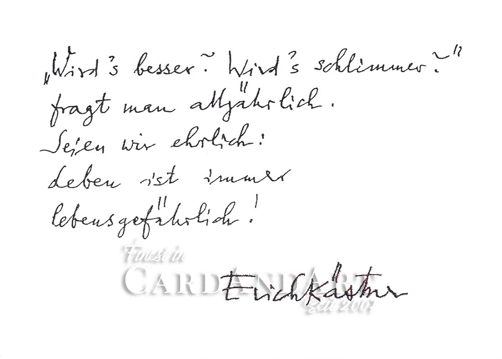 Erich Kästner - Wird's besser, wird's schlimmer - Postkarte