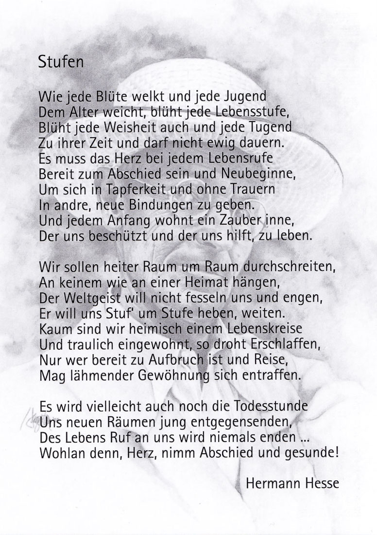 Hermann Hesse - Stufen -  Postkarte