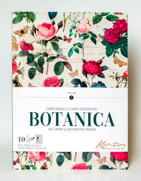 Botanica - Kartos Geschenkpapierbuch mit 10 Bögen Rosen Früchte Blumenmotive