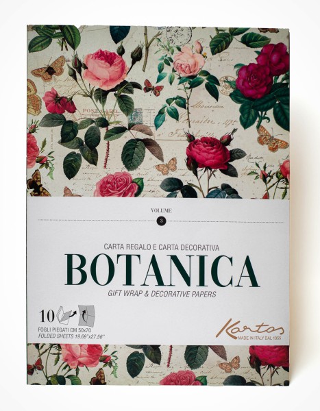Botanica - Kartos Geschenkpapierbuch mit 10 Bögen Rosen Früchte Blumenmotive